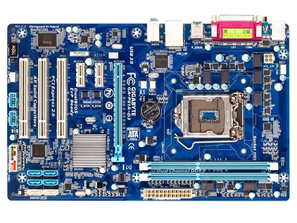 Бесплатная доставка оригинальная материнская плата для Gigabyte GA P61A D3 LGA 1155 DDR3 I3 I5 I7 32