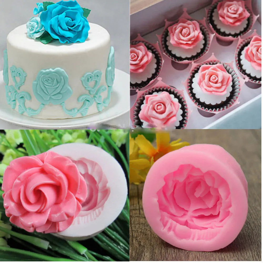 3D Rose Fondant Flower Silicone Mold Mould Cutter Baking 3D Rose Fondant Flower Silicone Mold Mould Cutter Baking