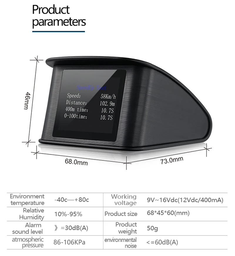 BigBigRoad Car Hud OBD Computer Windscreen Projector Head Up Display Satellite Time Altitude Odometer Vehicle Speed Warning (14)