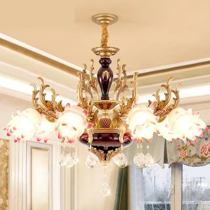 Luxury Living Room Purple Crystal Chandelier Bedroom zinc alloy Crystal