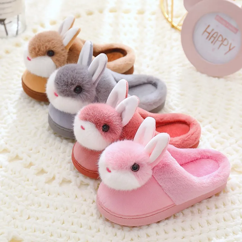 

Autumn/winter Kids Girls Home Slippers Children Cotton Shoes Cute Rabbit Boys Indoor Slippers Cartoon Non-slip Warm Shoes
