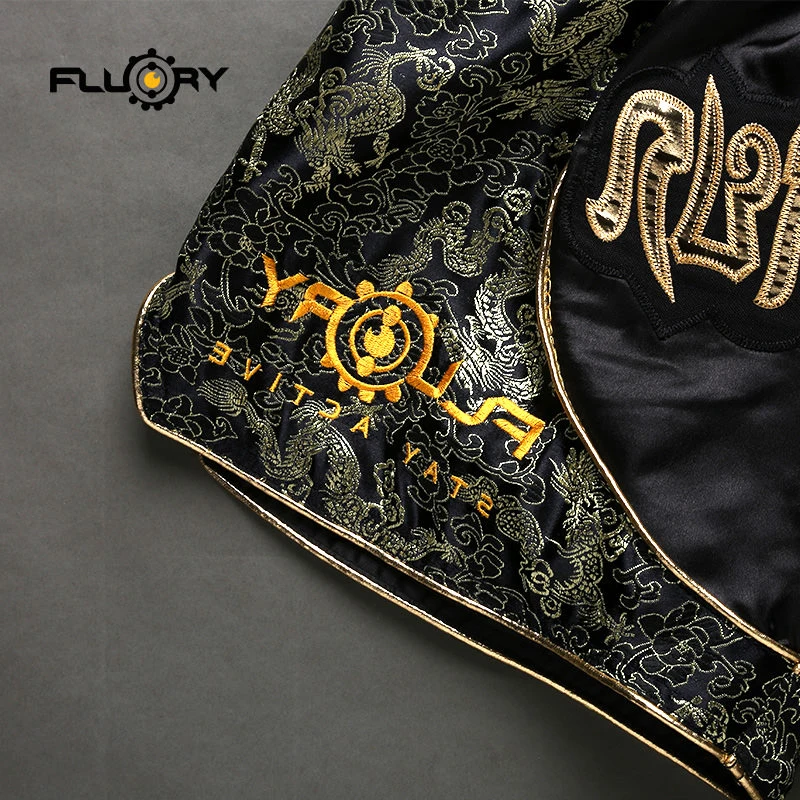 Fluory 인쇄 싸움 반바지 권투 반바지 자수 패치 무에타이 반바지