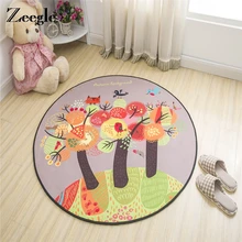 Zeegle мультфильм печатных Круглый Пол Ковры для Гостиная коралловые бархатные дети Спальня области Ковры Нескользящие мягкие детские Ковры для игр