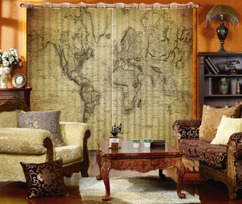 

Modern Classic Luxury 3D Blackout Curtain fashion world map For Bedroom Living room Dedroom Drapes Cotinas para sala