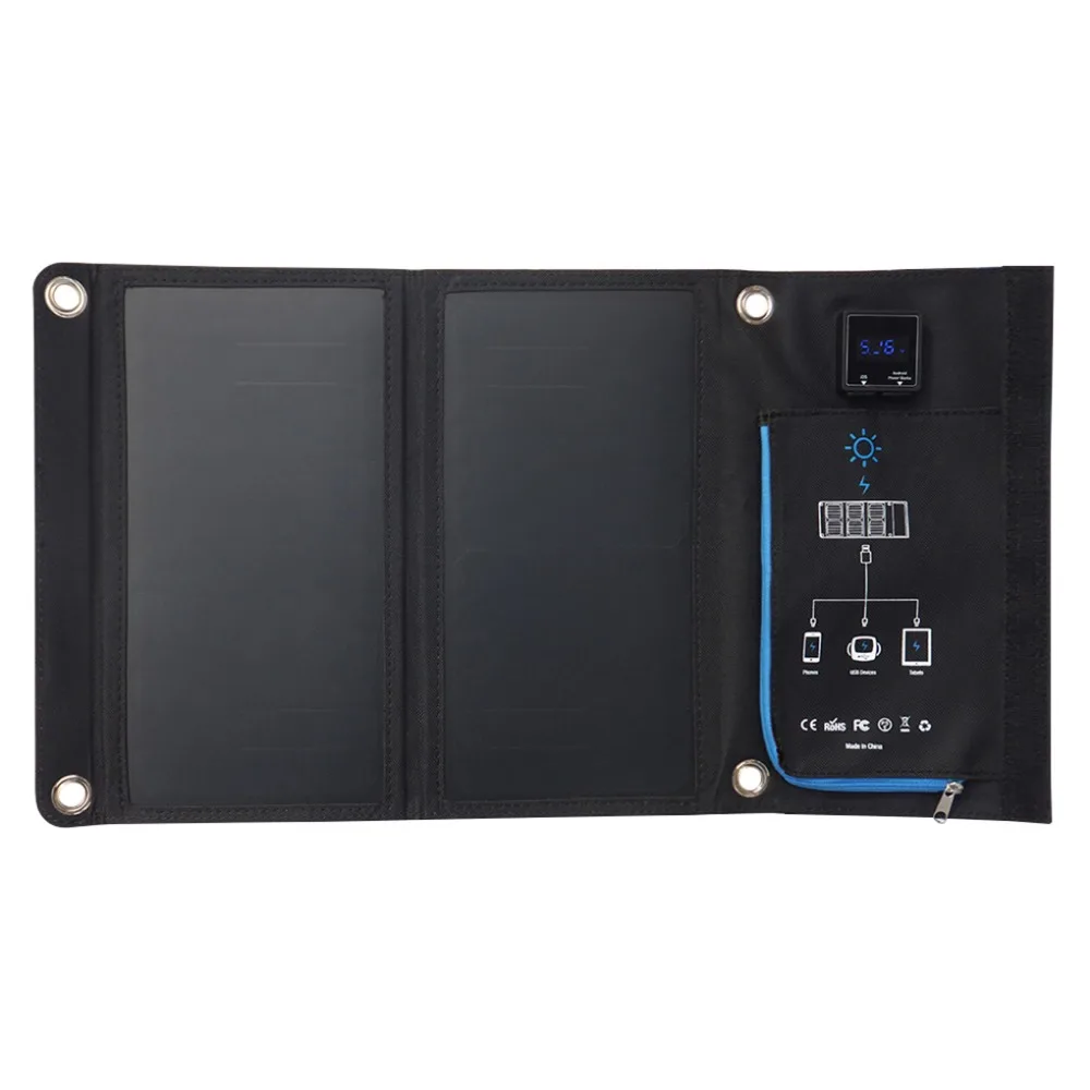 15W Dual USB Foldable Charger Solar Power Bank Solar Charger Voltage Current Display for iPhone Samsung 15W Dual USB Foldable Charger Solar Power Bank Solar Charger Voltage Current Display for iPhone Samsung