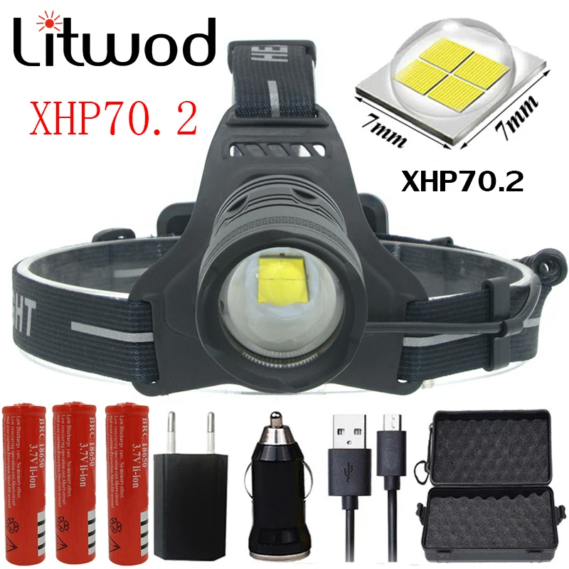 Z40 2808 Оригинал XHP70.2 светодиодный 32 W высокой зум налобный фонарь светодиодная