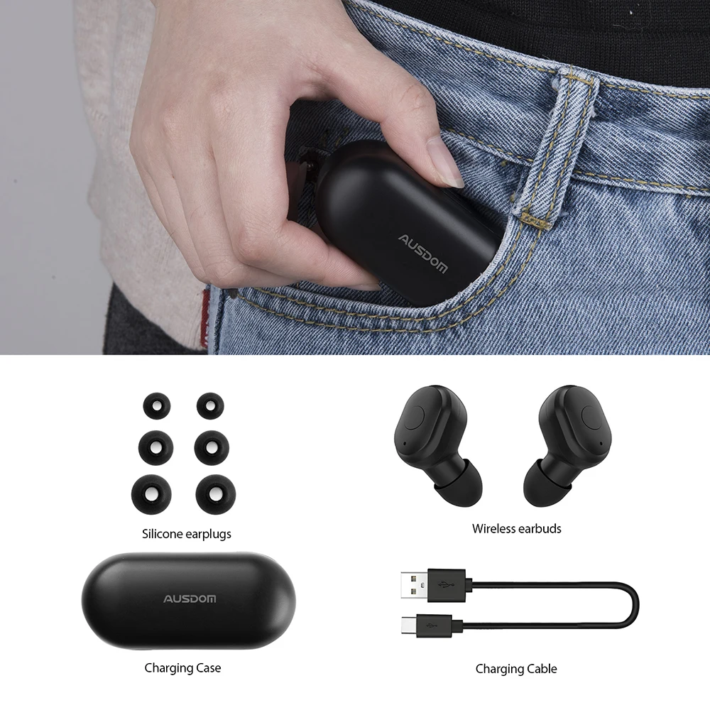 Наушники AUSDOM TW01 TWS беспроводные Bluetooth наушники 20 часов работы CVC8.0 шумоподавление