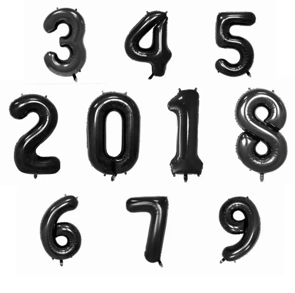 32& 40 ''черные воздушные шары из фольги с цифрами 0, 1, 2, 3, 4, 5, 6, 7, 8, 9 черные вечерние воздушные шары на день рождения, юбилей, празднование рождения ребенка - Цвет: narrow