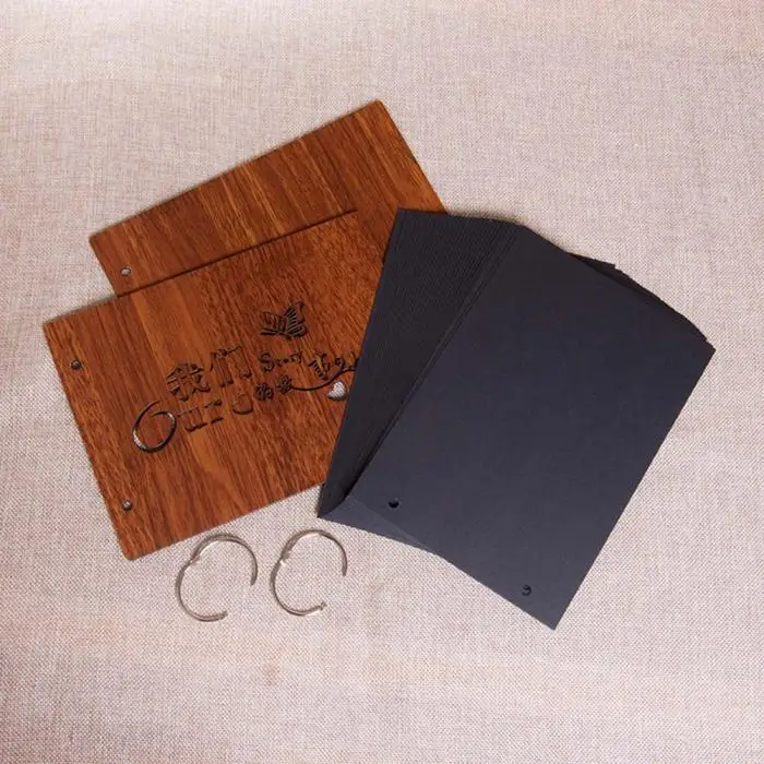 Photo Albums Wood Cover Albums Handmade Loose-leaf Pasted Photo Album Personalized Album 899