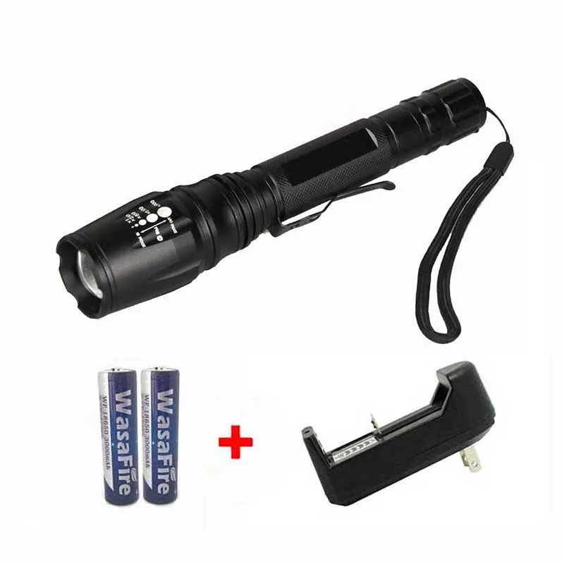 

Powerful LED Flashlight 3000 Lumens XM-L T6 LED Flashlamps Hunting Lights Torch Lamp lanterna tatica+18650 Battery+Charger