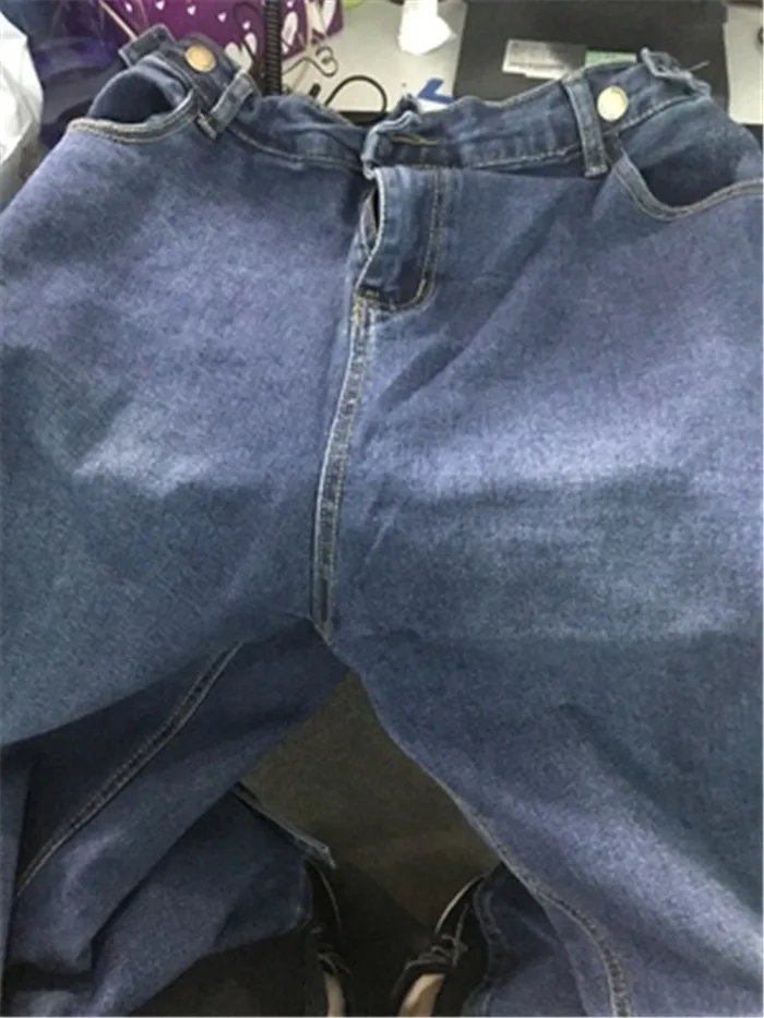 Новинка, Женские джинсовые штаны, плюс размер, 5XL,, темно-синие эластичные джинсы, женские свободные штаны-шаровары с эластичной резинкой на талии, штаны длиной до щиколотки