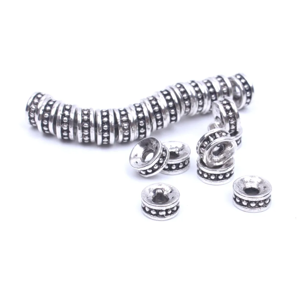 

50pcs/lot 6mm 8mm Tibetan silver spacer beads supplies for necklace bracelet making metal findings wholesale jewelry accessories