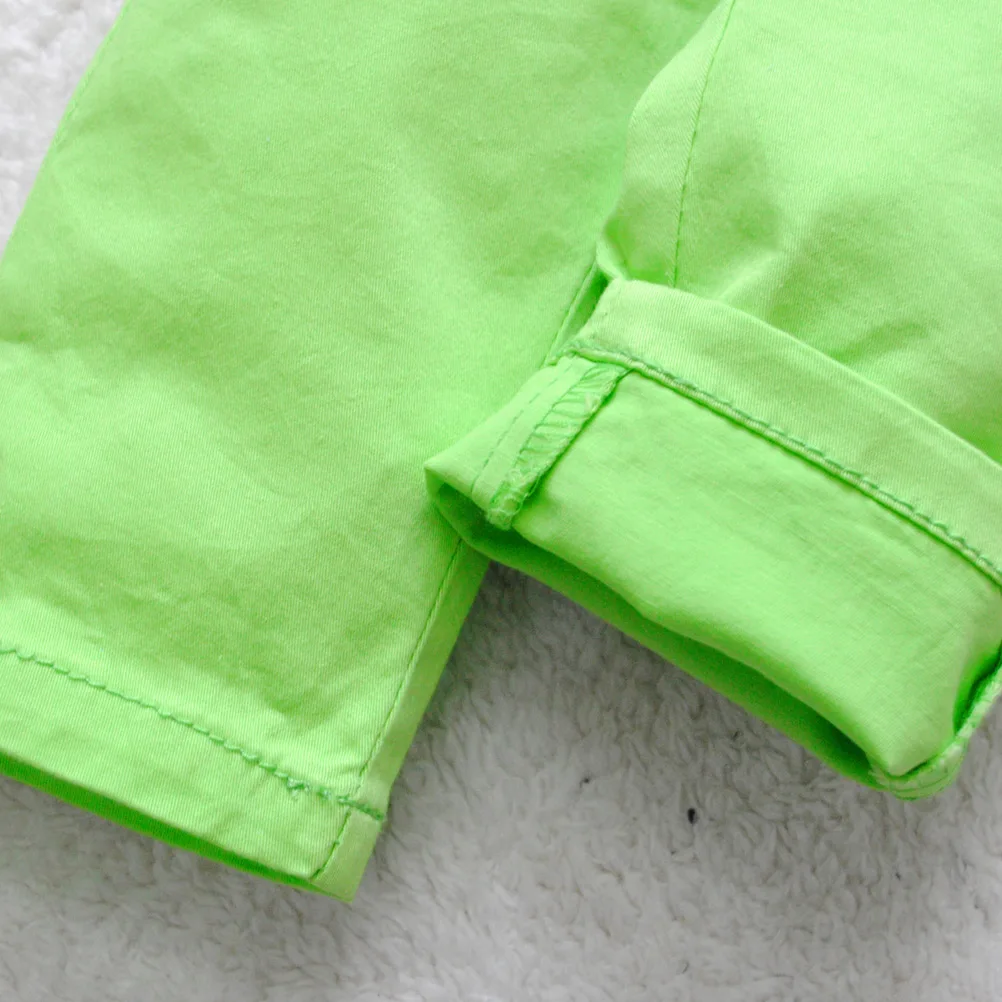 4044 обычные зеленые штаны с эластичной резинкой на талии летние штаны для мальчиков детская одежда летняя стильная длина до середины икры 70