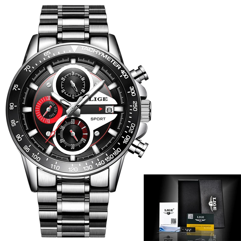 LIGE, мужские часы, бизнес класса, роскошные, модные, Топ бренд, часы для мужчин, спортивные, водонепроницаемые, полностью Стальные кварцевые часы, Relogio Masculino+ коробка