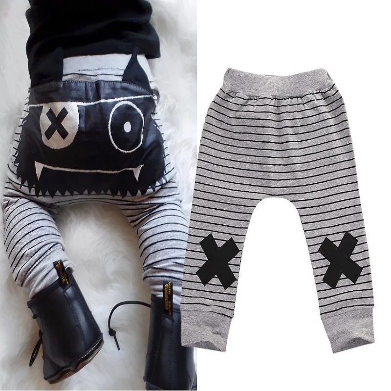 0 24M Baby Newborn Infant Baby Boys Girls Stripe Monster Bottoms Harem