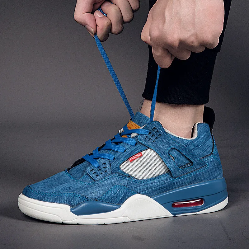 

VSIOVRY 2019 New Sport Shoes for Men Cushioning Running Shoes Denim canvas Breathable Walking Sneakers Men Gym Sports Size 39-46