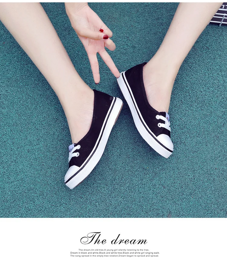 New Shallow flat women sneakers comfortable summer casual canvas shoes Breathable black Slip-on Vulcanize Shoes female NBT999 9