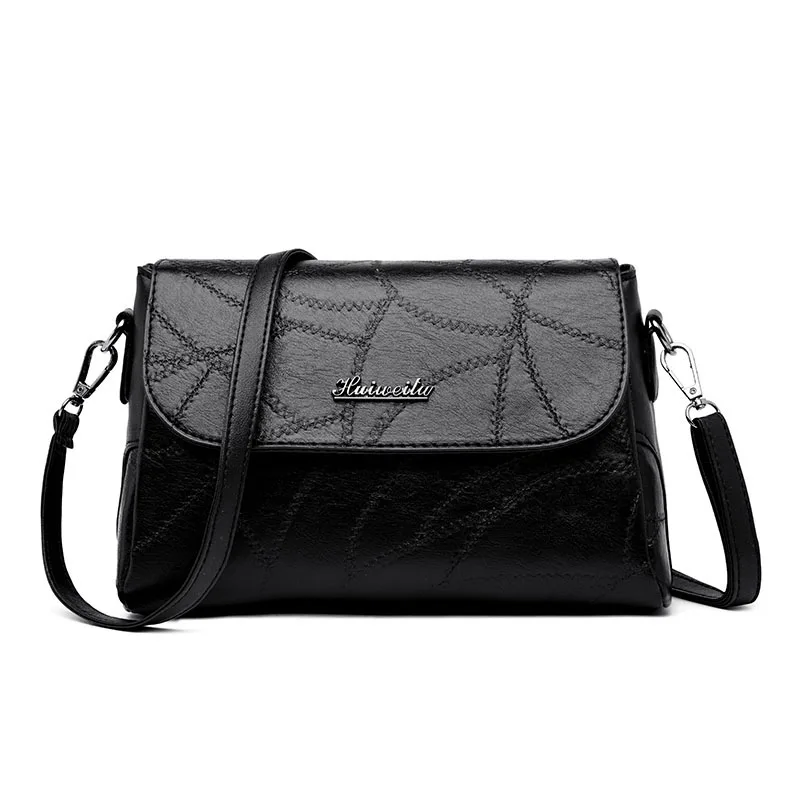 

New Fashion PU Clamshell Simple Joined Thread Designed Women Shoulder Bag High Quality Casual Famous Brand Female Crossbody Bag