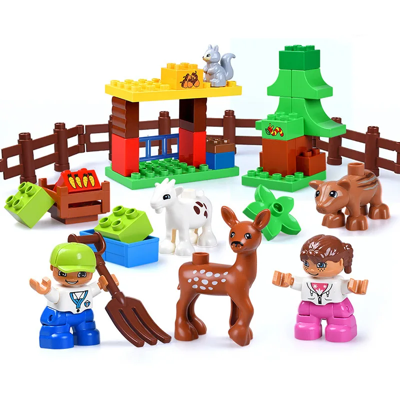 

39Pcs Duploe Lagre Particles DIY Big Animal Zoo Building Blocks Model Set Educational Bricks Figure Gift Toys For Children Kids
