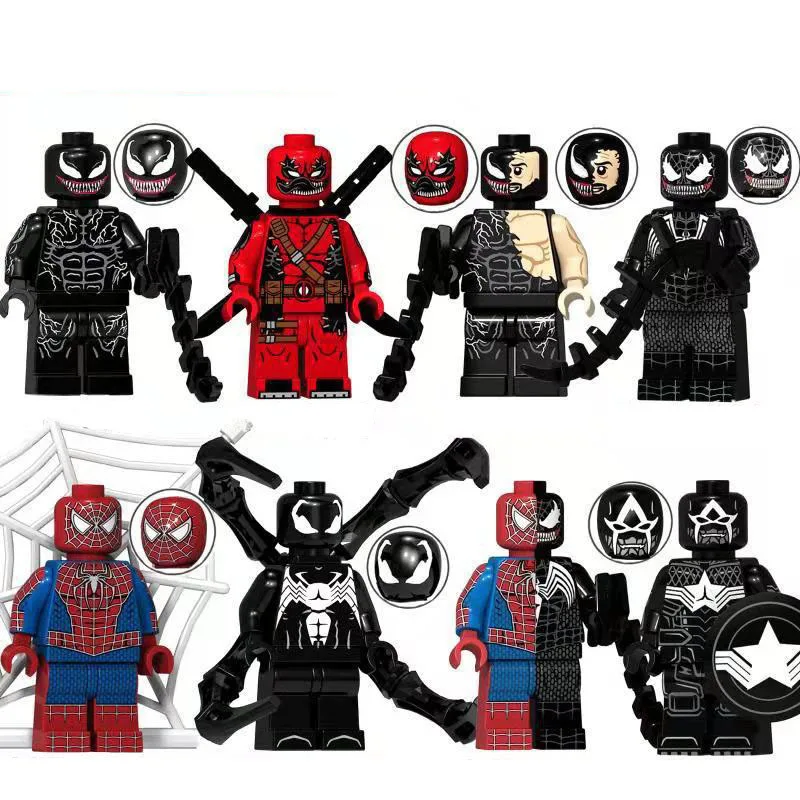 18pcs/lot Compatible Legoing Marvel Venom Carnage Anti-venom Black Spiderman Deadpool Minifigs Figurines Building Blocks Set 18pcs/lot Compatible Legoing Marvel Venom Carnage Anti-venom Black Spiderman Deadpool Minifigs Figurines Building Blocks Set