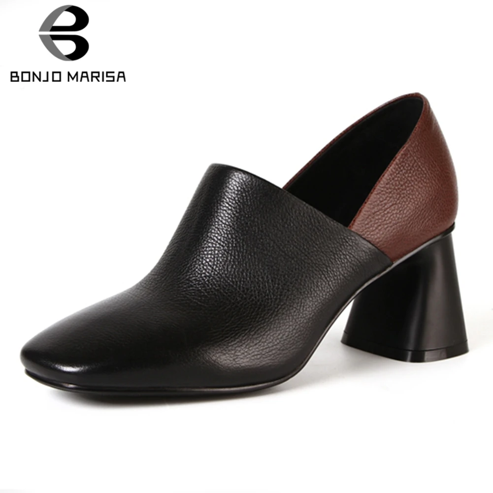 

BONJOMARISA Hot Sale Dropship Big Size 42 Black Brown Shoes Woman Pumps Female Slip On Strange Style Comfort Pumps Woman Shoes