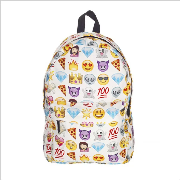 

New 2016 Emoji Face Printing School Bag Smiley Backpack Smiling Book for teenagers girls High quality Shoulder Mochila Feminina