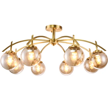 

New classical all copper Chandelier lighting modern clear glass shade Bubble pendant lamp suspension light hotel dinning room