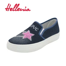 Hellenia 2018 Women Casual Shoes Canvas New Denim Fashion Flats Size 36-40 new arrival fashion women sneakers