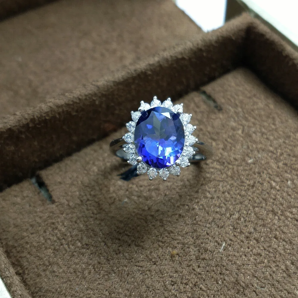 FLZB, высокое качество Сапфир Цвет Топаз драгоценный камень 5,5 ct OV 8*10 мм 925 пробы серебряные ювелирные изделия обручальное кольцо