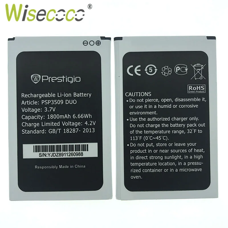 Wisecoco psp 3509 DUO Аккумулятор для Prestigio Wize D3 E3 K3 psp 3509 DUO psp 3509 DUO Сменный аккумулятор для телефона+ номер отслеживания