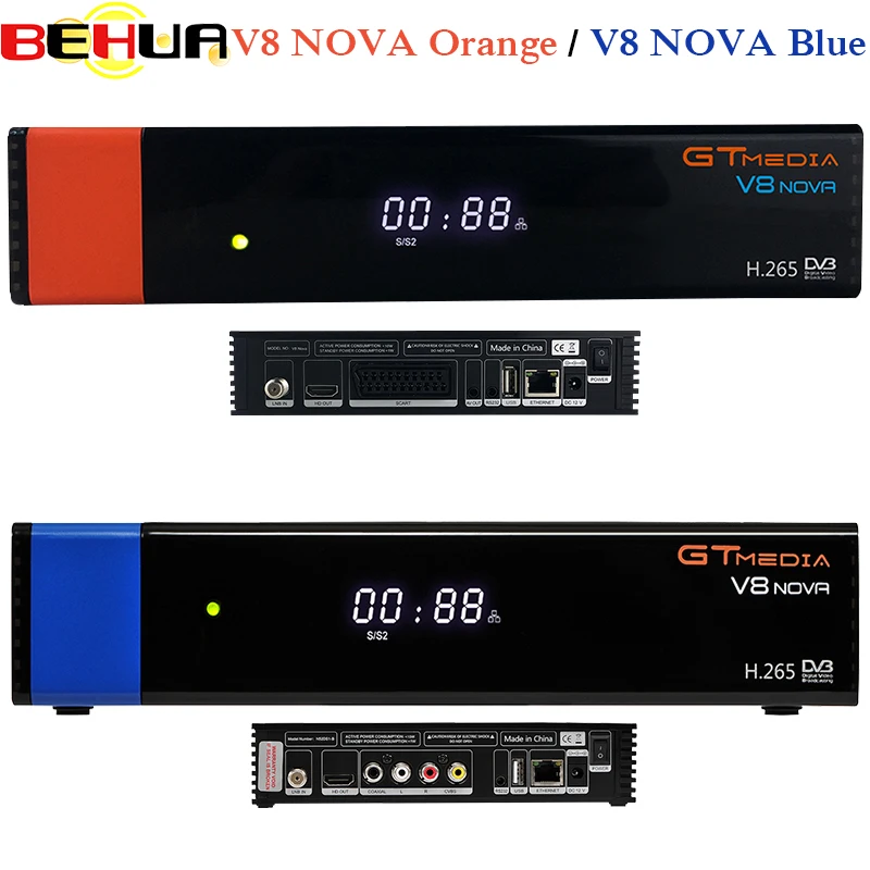 

GTMedia V8 Nova Blue DVB-S2 H.265 decoder satellite receiver with 1 year 7 clines built-in WIFI AVS digital televisions Box Deco