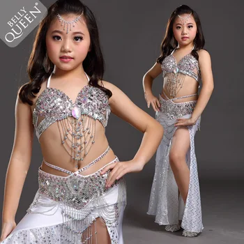 

New girls belly dance costumes senior stones bra top+belt+skirt 3pcs belly dance set for girls belly dance suits 4016