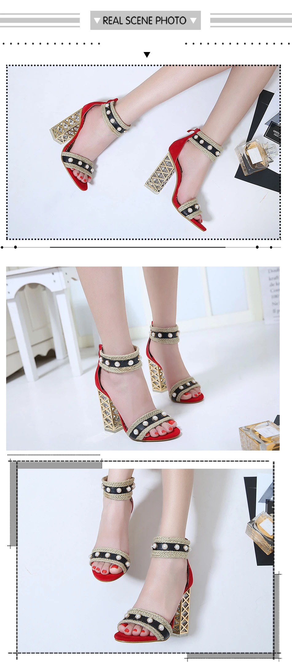 long sandals Square Heel
