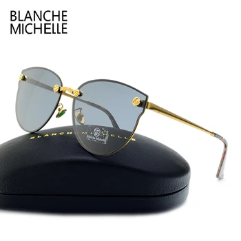 

Rimless Cat Eye Sunglasses Women Polarized UV400 Designer Sun Glasses Woman Mirror Sunglass Vintage 2020 okulary oculos With Box