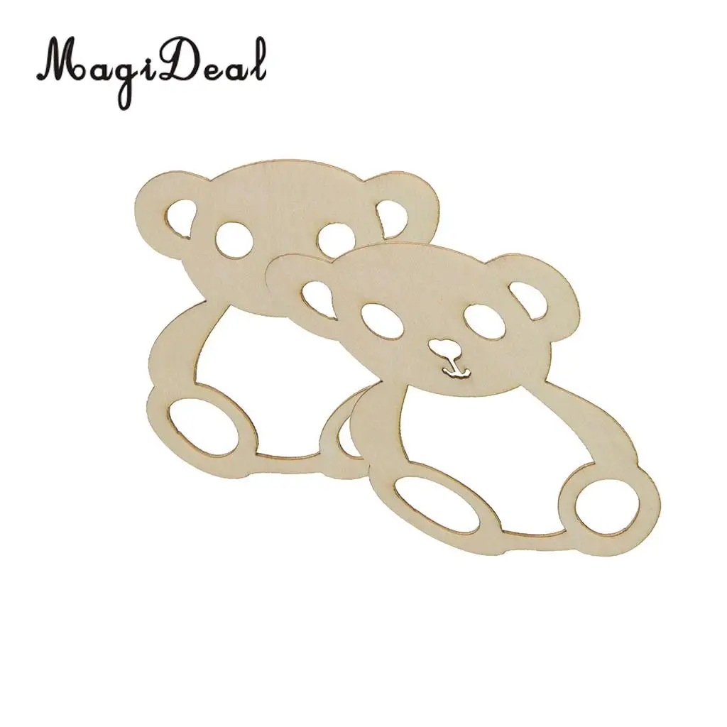 10pcs Vintage Bear Wooden Pieces Wedding Baby Shower Gift Tags Scrapbooking Embellishments DIY Craft