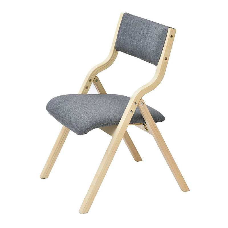 

Foldable Household Modern Simple Dining Chair with Backrest Wooden Study Chair Free Installation Washable Coffee Shop Chair