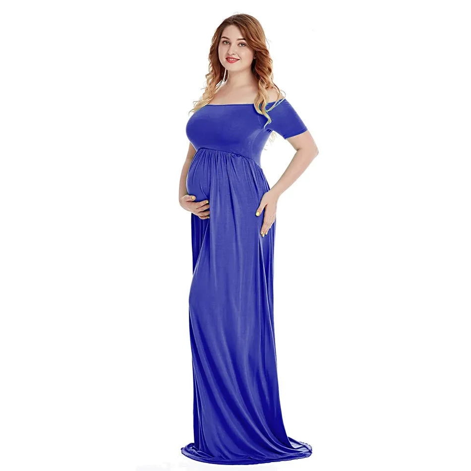 VOGUEON/женское платье для беременных, с открытыми плечами, с короткими рукавами, с рюшами, для душа, вечернее платье, летняя одежда для беременных