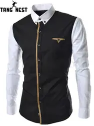 TANGNEST 2019 весна новая мужская строчка рукав Дизайн Повседневная рубашка с длинными рукавами молодежная мода Модная рубашка MCL2087