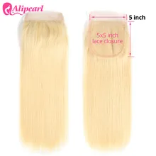 Волосы alipearl 613 блонд прямые 5x5 закрытие свободная часть бразильские человеческие волосы Кружева Закрытие швейцарское кружево "-20" remy Волосы