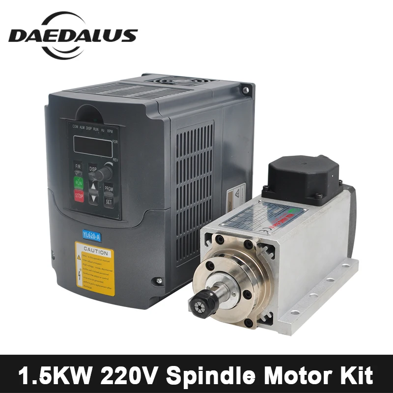 

1.5KW CNC Square Spindle Motor 220V Air Cooled Spindle Router Kit Tool+220V FVD Frequency Inverter For Engraver Milling Machine