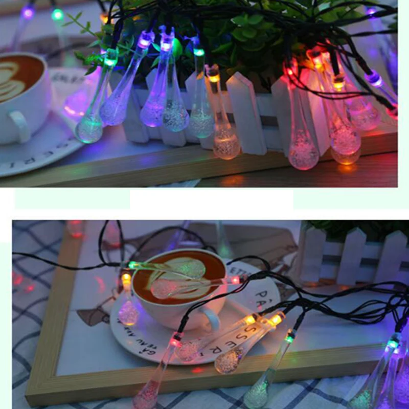 Solar Light Colorful Raindrop Solar Lamp Waterproof Christmas Holiday Outdoor Garden Decoration Fairy Solar Battery String Light (5)