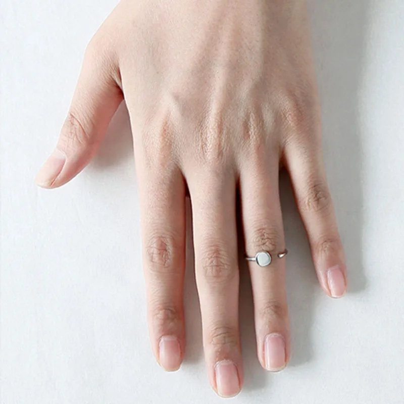 S925 стерлингового серебра геометрические шикарный стиль Круглое открытие личности кольцо