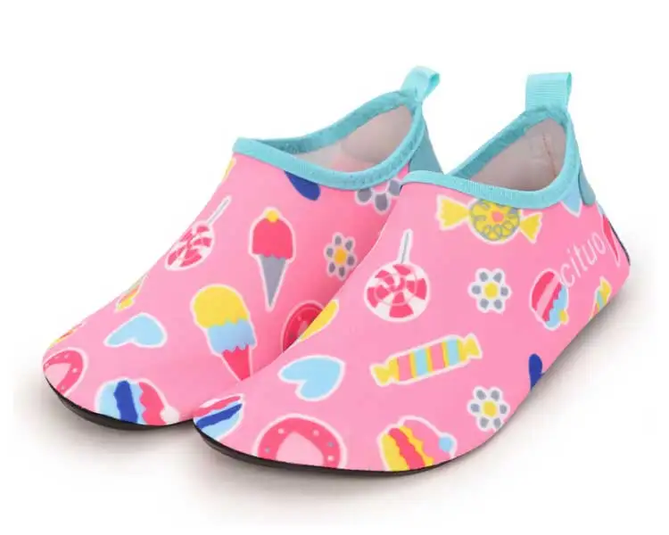 Детская обувь; детская пляжная обувь для мальчиков и девочек; обувь для плавания с принтом воды; кроссовки для бассейна; быстросохнущие вьетнамки - Цвет: 4