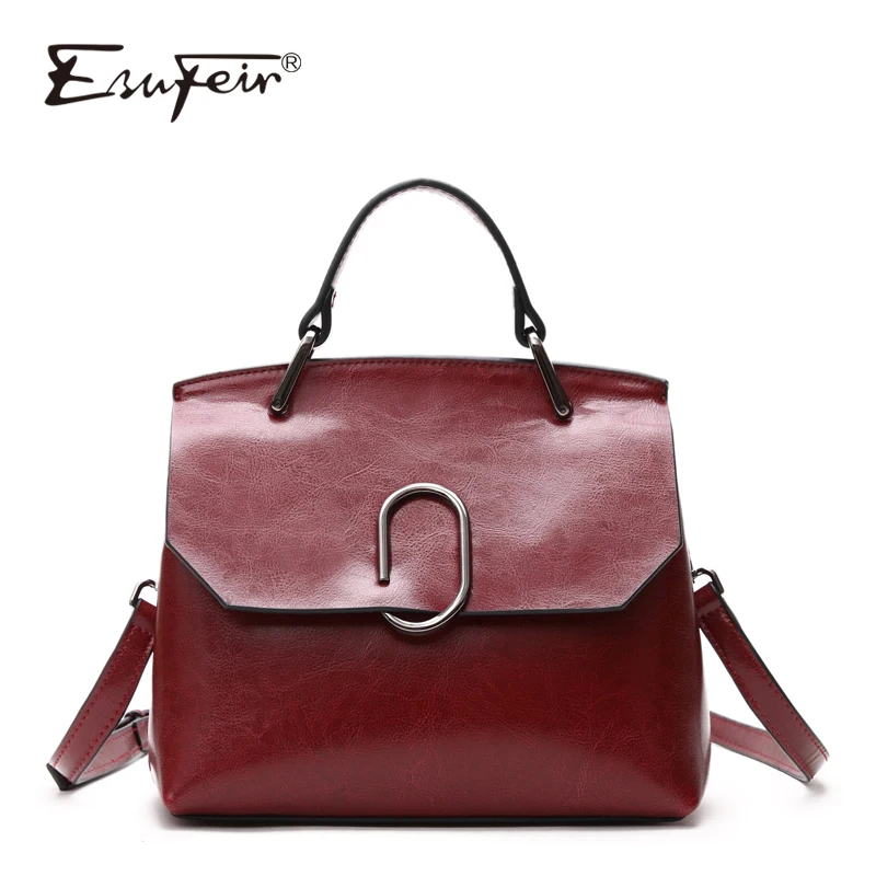 ESUFEIR Brand Genuine Leather Women Shoulder Bag Real Cow Leather Handbag Famous Design Crossbody Bag Casual Tote Top-handle Bag ESUFEIR Brand Genuine Leather Women Shoulder Bag Real Cow Leather Handbag Famous Design Crossbody Bag Casual Tote Top-handle Bag