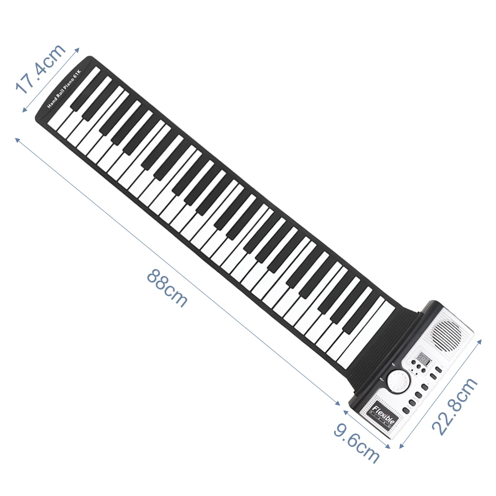 61 клавиша портативный электронный силиконовый гибкий ручной рулон пианино встроенный динамик MIDI Out клавиатура орган