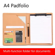 A4 Clipboard Padfolio многофункциональная наполнение продуктов папка для документов школьный органайзер для офисных принадлежностей PU Портфель HJW311