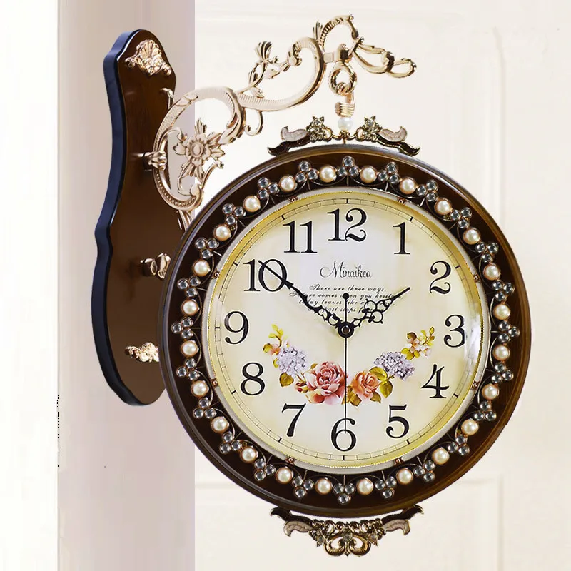Meijswxj Saat Двухсторонние настенные часы Reloj Relogio de parede цифровые часы обои Saati Horloge Murale Ретро немой настенные часы