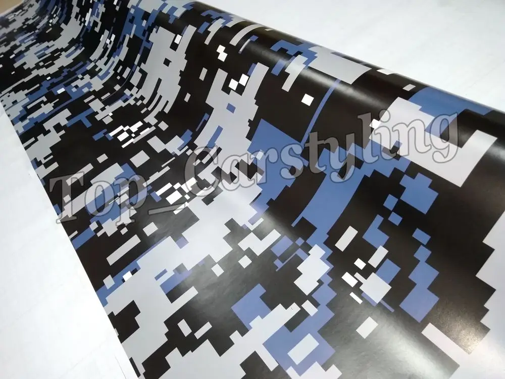 blue camouflage vinyl car wrapping film camo digital Tiger (3)