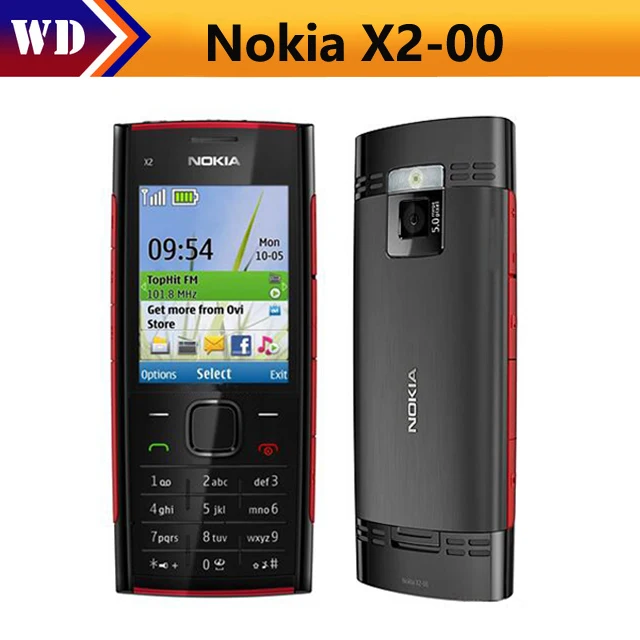 

Original Nokia X2-00 unlocked mobile phone 5.0MP Camera Bluetooth FM MP3 MP4 player x2 cheap cell phone