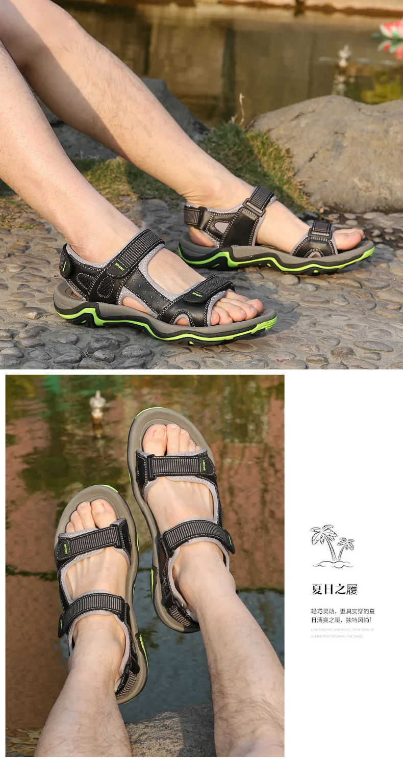Новые летние кожаные сандалии мужские замшевые кожаные пляжная обувь для прогулок повседневные сандалии Большие размеры 45